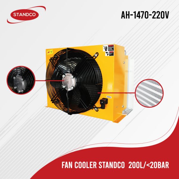 Industrial fan cooler designed with standard 200 - 20 bar capacity for efficient cooling.